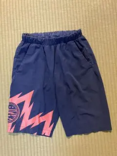 adidas AEROREADY 半ズボン 130cm ネイビー ピンク稲妻模様