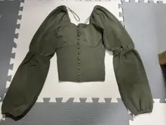 ZARA オリーブグリーン バルーンスリーブ トップス EUR S