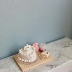 673. ハートプードルケーキセット　ミニチュアスイーツ