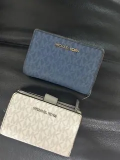 MICHAEL KORS 二つ折り財布 ブルー ホワイト