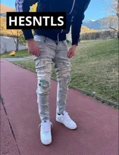 HESNTLS NV3 Denim ライトブルーダメージデニム　スキニー