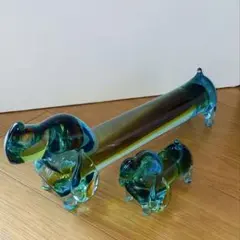 マルティグラス　ダックスフント親子　手造りガラス工芸品