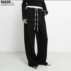 ダブルウエスト ワイドパンツ