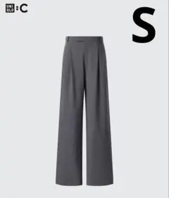 【未使用】 UNIQLO タックワイドストレートパンツ グレー