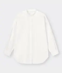 GU ジーユー　バンドカラー　ロングシャツ　白　長袖　シャツ　2XL ホワイト