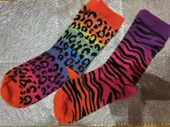 Y*n様 カラフルレオパード＆ゼブラ柄ソックス　シーインのサムネイル