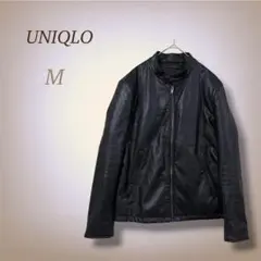 UNIQLO ユニクロ ライダース ジャケット シングルレザー調 ブラック M