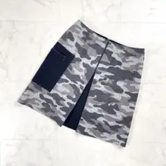 美品 NEMIKA カモフラ台形スカート 黒 グレー サイズ1*JD379