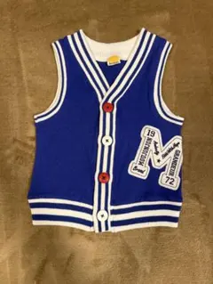 青色刺繍ロゴベスト　95cm