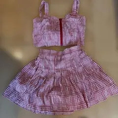 【バイラビット】赤チェックセットアップ