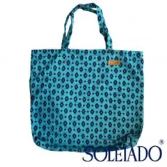 美品 SOULEIADO ソレイアード トートバッグ 青×紺柄 軽量 大容量