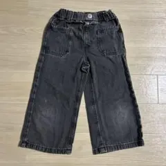 ブラック デニムパンツ ロングパンツ ウエストゴムのサムネイル