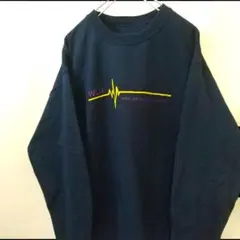 WLU ハートビート プリント スウェット ネイビー L相当 古着