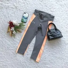 アンダーアーマー レギンス SM/S相当 灰 ヒートギア 切替 ジム スポーツ