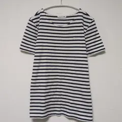 【美品】ラコステ ボーダー Tシャツ 白×紺 ワニ刺繍 36 S〜M相当綿100のサムネイル