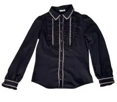 axesfemme フリル付きブラックシャツ