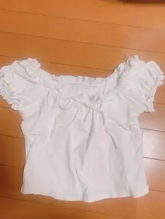 WEGO 【美品】　リボン付パフスリーブフリルカットソー