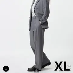 ユニクロ 24AW タックワイドパンツ XL グレー 美品