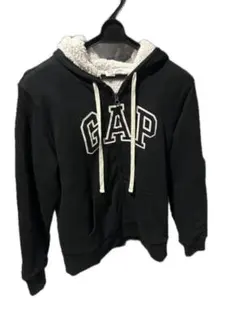 GAP パーカー フルジップアップ 裏起毛 黒 レディース 美品