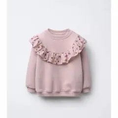 ZARA ベビー 新品 フラワー柄フリルスウェットトレーナー 86