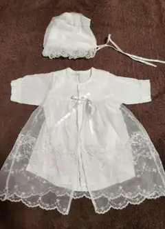 新生児ベビーセレモニードレス 帽子付き 靴下付き