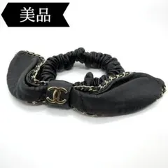 ◇香奈兒◇A22B/鍍金×皮革/Coco Mark/髮圈/髮飾