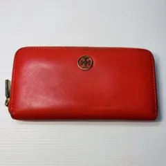 TORY BURCH トリーバーチ 長財布 革製 レッド ラウンドファスナー
