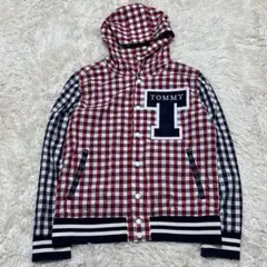 00s TOMMY HILFIGER フード付スタジャン　y2k　チェック　M