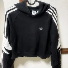 adidas originals アディダス クロップド パーカー S黒色