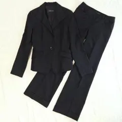 INTERPLANET ストライプ柄パンツスーツ　38(M)　ブラック