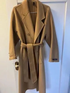 キャメル色ウール混合ダブルブレストコート