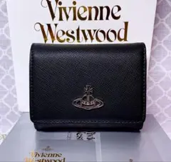 【最新✨️ショッパー付】新品 ヴィヴィアン・ウエストウッド 3折財布 ブラック