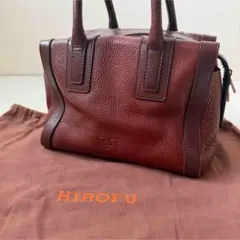HIROFU ヒロフ ミニボストンバッグ Hロゴ 本革 ブラウン デュオ
