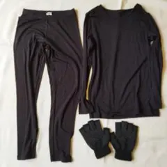 I 　ＨＥＡＴ　ブラックインナー　上下セット手袋付き　135サイズ