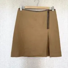 美品✦DUAL VIEW ウールミニスカート L キャメル キュプラ裏地