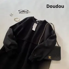 c403 新品 doudou 袖異素材切替ダンボールワンピースのサムネイル