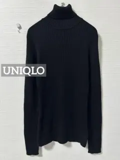 k0861 UNIQLO タートルネックリブニット ブラック