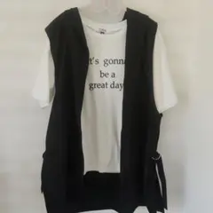 PINK-latte ジレとTシャツセット