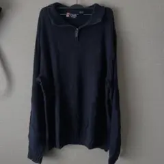 CHAPS ハーフジップ ニットネイビー XLサイズ 長袖 古着 オーバーサイズのサムネイル