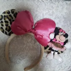 ディズニー ミニーマスコット付 カチューシャ ヒョウ柄
