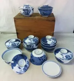 九谷焼 錦絵 金彩 蓋付き茶碗 飯茶碗 茶碗 5客 鳳凰 アンティーク 春