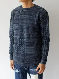 daboro PANEL KNIT ダボロ ニット 長袖 ネイビー インディゴのサムネイル