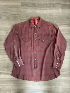 50s レーヨンシャツ オンブレ チェック ウエスタン ヴィンテージ 古着