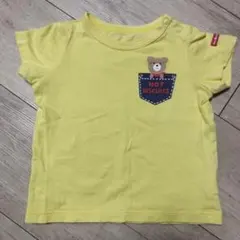 ミキハウス　ホットビスケッツ　 黄色イエロー　Tシャツ　ビーンズ　くま　７０cmのサムネイル