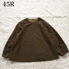 45R モールサージストレッチのパフブラウス　カーキ　2サイズのサムネイル