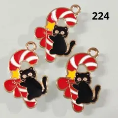 【商品番号224】3こ♡クリスマスチャーム♡猫♡ペンダントトップ♡素材