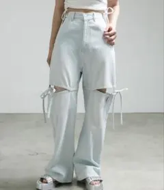 OLIVE des OLIVE サイドスリットリボンデニムパンツ 韓国 Y2Kのサムネイル