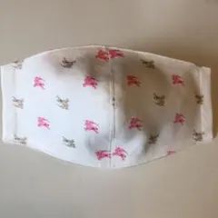 【SALE】麻素材　インナーマスク　乗馬柄　ホワイト