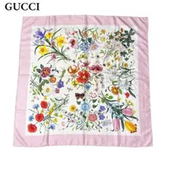 GUCCI グッチ ヴィンテージ シルク スカーフ フローラ 花 昆虫 蜻蛉 蝶
