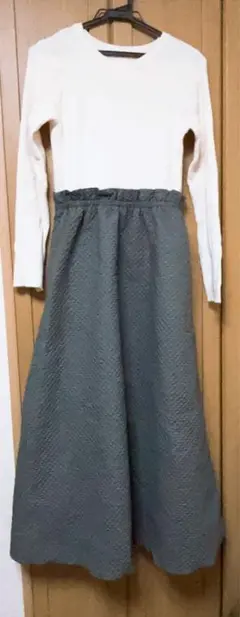 ELENCARE DUE リブニット調切り替えワンピース　フリーサイズ